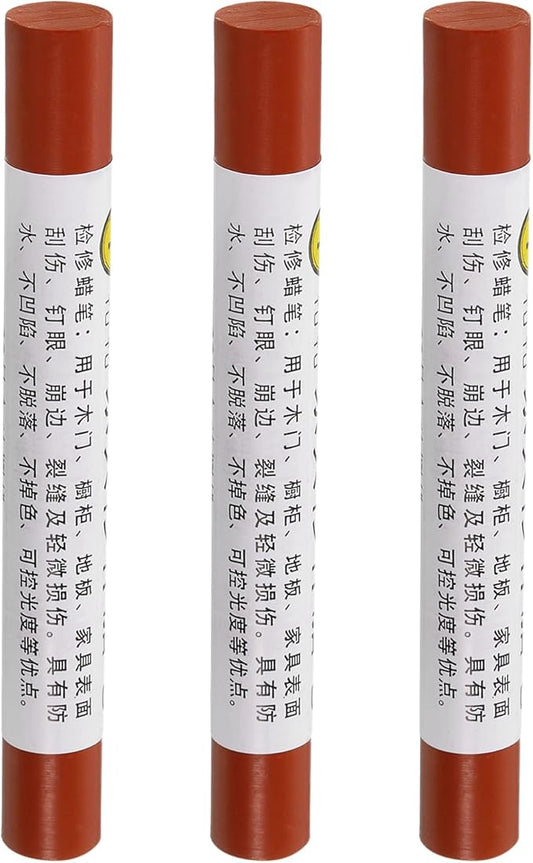 uxcell Furniture Repair Crayons, 3Pcs - Wood Wax Filler Stick, Furniture Markers Touch Up - for Scratches Holes Tables Desks Wooden Floors Cover Ups, Red Oak