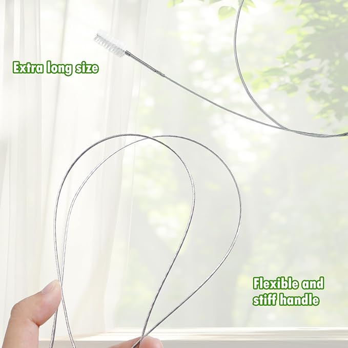 4 Pcs Extra Long Pipe Tube Cleaner Flexible Flexible Drain Brush with Soft Nylon Bristles Head Long Pipe Cleaners Fridge Drain Pipe Dredging Tool Drinking Straw Cleaner Brush 1m/39in