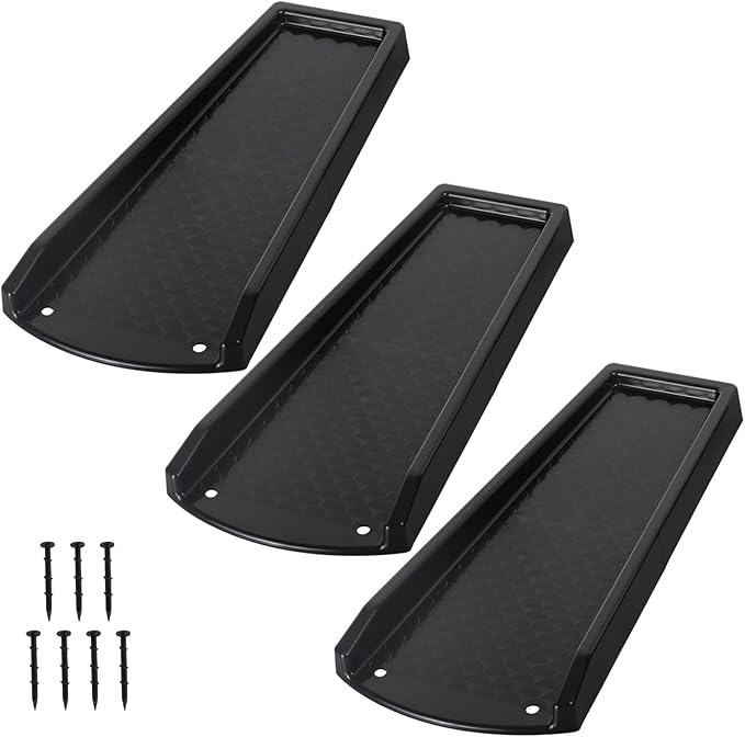 Rain Gutter Downspout Splash Block, Gutter Downspout Extensions for Water Drainage, 24" Gutter Splash Guards Downspout Extender, Fixable Down spout Drain Trays with PE Nails(3 Pack, Black)