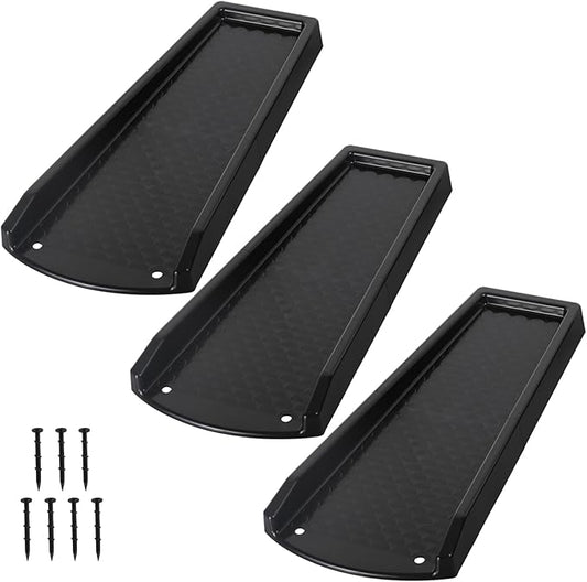 Rain Gutter Downspout Splash Block, Gutter Downspout Extensions for Water Drainage, 24" Gutter Splash Guards Downspout Extender, Fixable Down spout Drain Trays with PE Nails(3 Pack, Black)
