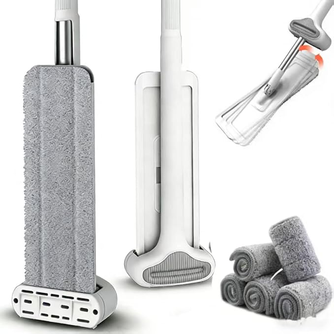 Wet Dry Flat Mop for Hardwood Floor Cleaning, with 6 Replaceable Washable Pads, 360° Swivel Hardwood Floor Cleaner for Home Kitchen Tile & Laminate Floors
