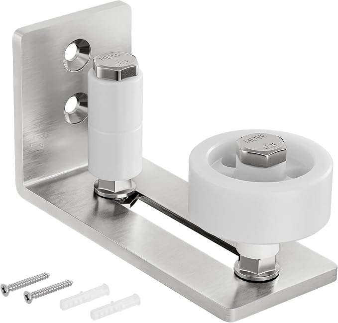 SMARTSTANDARD Sliding Barn Door Floor Guide for Bottom Adjustable Roller - 8 Setup Options for DIYers - Flush Design Bottom Flat Barn Door Floor Guide Stay Roller (Brushed Nickel) 1PCS
