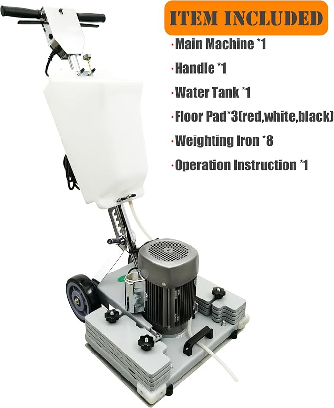 Electric Floor Grinder Floor Grinding Machine 3.43Gal Floor Polisher Floor Scrubber 110V 1500W