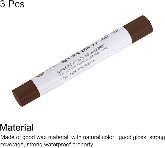 uxcell Furniture Repair Crayons, 3Pcs - Wood Wax Filler Stick, Furniture Markers Touch Up - for Scratches Holes Tables Desks Wooden Floors Cover Ups, Deep Black Brown
