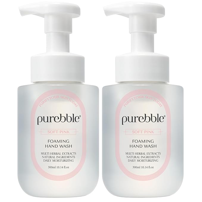 Soft Pink Foaming Hand Wash with Hyaluronic Acid, Berry Scent | Hydrating | Botanical Extracts | For Kitchen and Bathroom | Cruelty Free Sulfate Free | 2 Pack