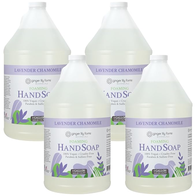 Ginger Lily Farms Botanicals All-Purpose Foaming Hand Soap Refill, 100% Vegan & Cruelty-Free, Lavender Chamomile Scent, 1 Gallon (Pack of 4)