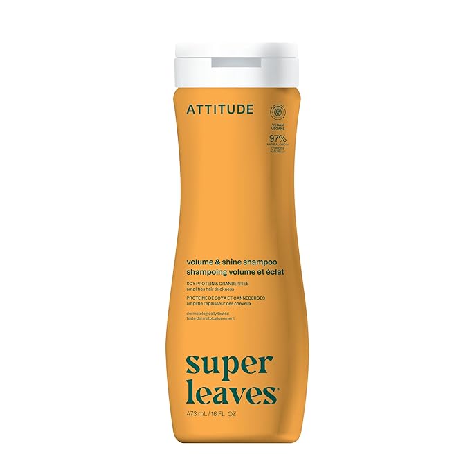 ATTITUDE Volume and Shine Hair Shampoo, EWG Verified, For Thin Hair, Naturally Derived Ingredients, Vegan and Plant Based, Soy Protein And Cranberries, 16 Fl Oz