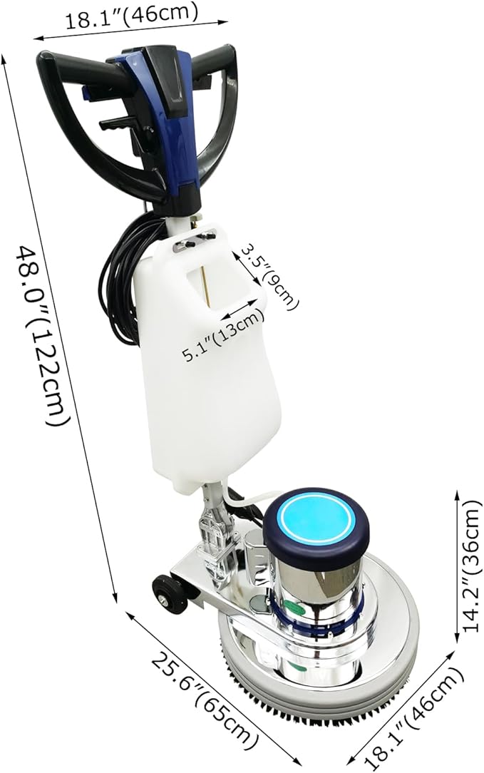 1100W Floor Polisher Commercial Floor Scrubber Machine Carpet Buffer Scrubber with 3gal Water Tank and 18" Base 175Rpm 110V