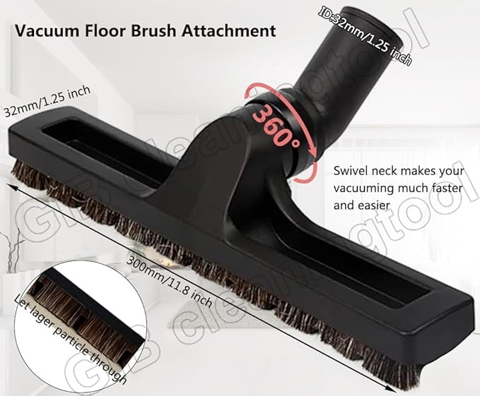 9 Pcs Universal Vacuum Attachments for Shop Vac Accessories with 2 1/2" to 1 1/4" & 1 7/8" to 1" Adapter for Shop Vac, 1 1/4" Brush Attachment Flexible Crevice Tool for Home and Car Interiors Cleaning