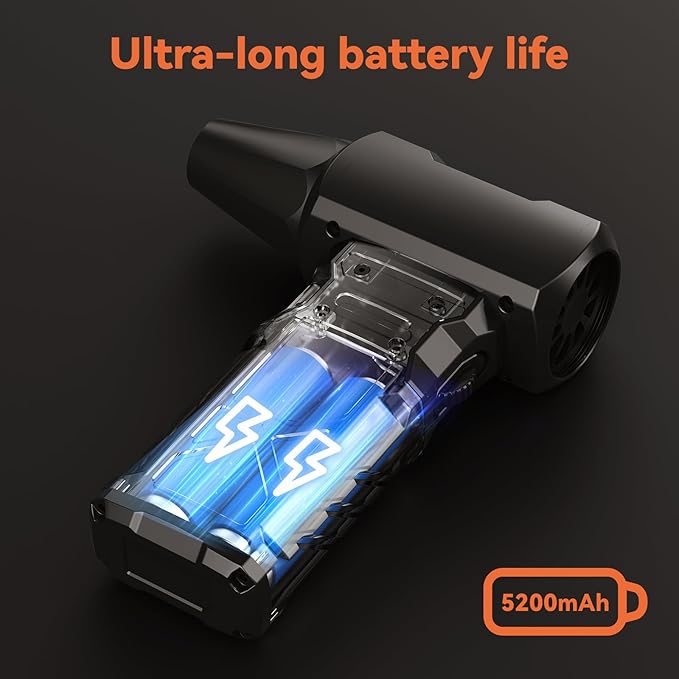 Compressed Air Duster-100000RPM Electric Air Duster for PC&Keyboard Cleaning，4-Speed Cordless Turbo Fan Rechargeable Reusable Compressed Air Blaster, Air Bed, Outdoors, Home.X3
