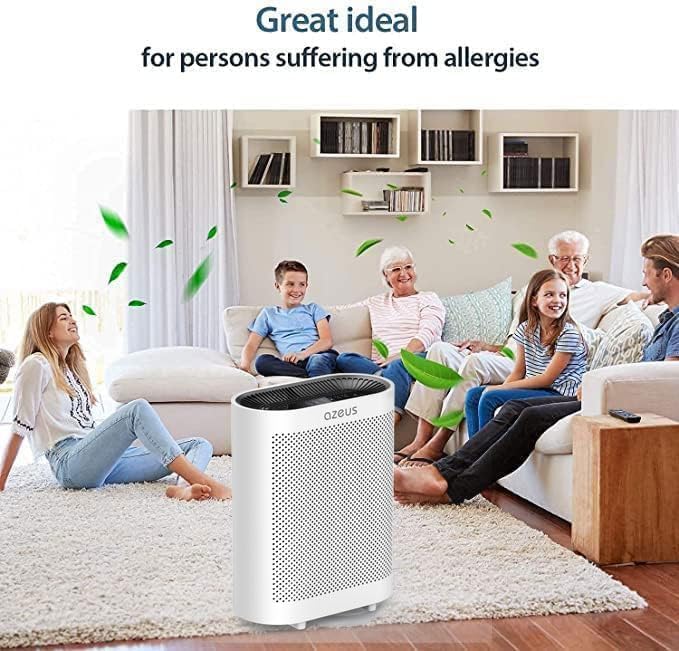 AZEUS True HEPA Air Purifier GL-FS32 | 4-Stage Filtration System, Ultra-Quiet Operation, and Air Quality Sensor | Ideal for Large Rooms, Bedrooms, and Offices (White)