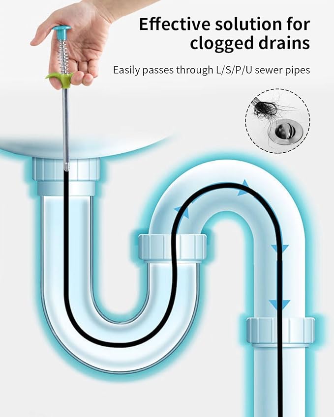 35.5inch Flexible Hair Drain Clog Remover Tool(1pcs), 17.8inch Cleaning Brush(2pcs), Hair Catcher Drain Auger Cleaner Tool Set for Pipe, Toilet, Kitchen Sink, Bathroom Tub, Sewer, (2+1)