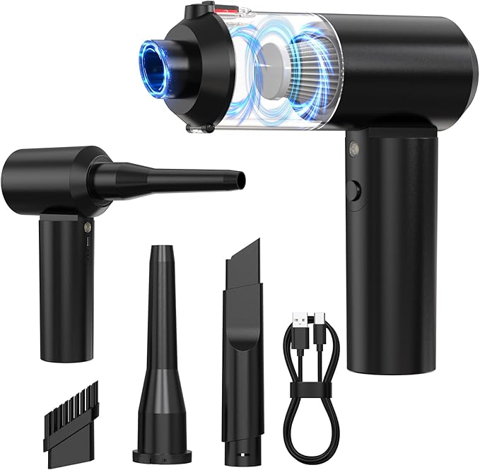 Car Vacuum Cordless: 12000Pa 2 in 1 Handheld Vacuum & Blower - Hand Vacuum Portable Cordless with Led Light, Multi-Nozzles for Car, Home, Office, Pet, Hair