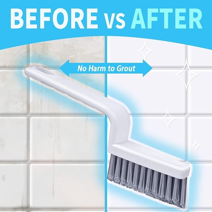 Grout Cleaner Brush,Hard Bristle Grout Cleaning Brushes Scrubber for Tile Floors Bathroom Shower, Black, 3 Pieces