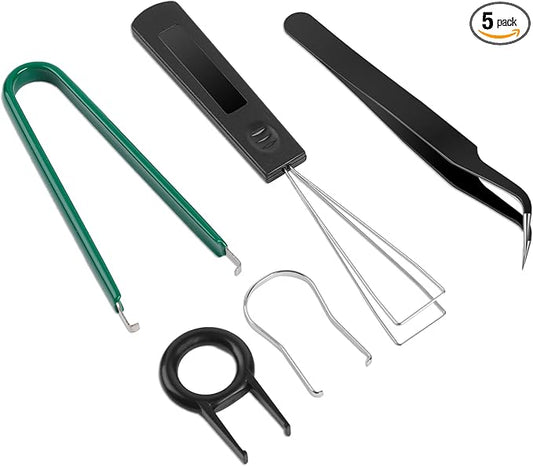 5 Pcs Keyboard Cleaning Tools - Switch Puller Set, Stainless Steel Keycap Remover Kit with Keycap Tweezers for Mechanical Keyboard