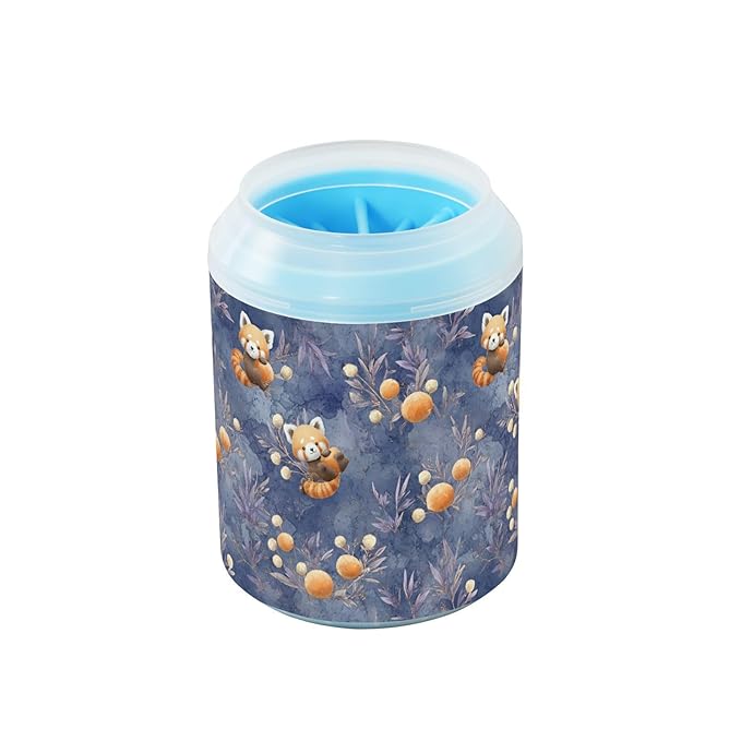 Dog Paw Cleaner Cups for Dogs Pets Foot Washer Paw Scrubber for Medium Small Cats Dogs Cute Cleaning Cup Blue Redpandas Fruits Leaves Berries