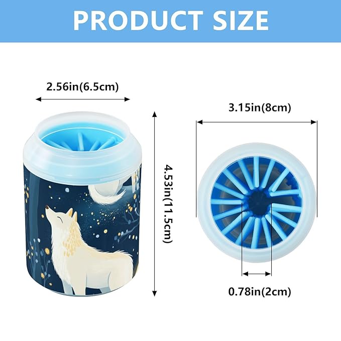 Dog Paw Cleaner Cups for Dogs Pets Foot Washer Paw Scrubber for Medium Small Dogs Cats Cleaning Cup Wolves and Starry Sky