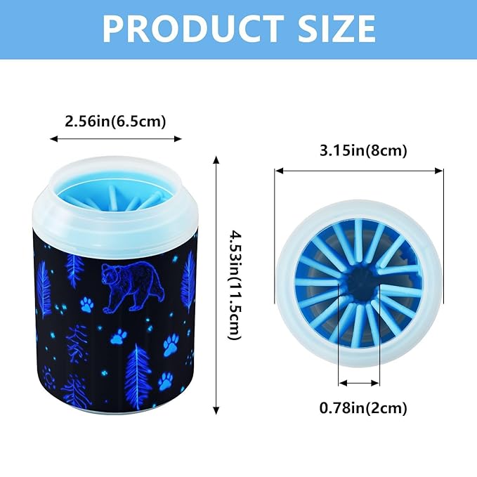 Dog Paw Cleaner Cups for Dogs Pet Foot Washer Paw Scrubber for Small Medium Large Dogs Cats Cleaning Cup Blue Bears Castles Trees Paw Prints