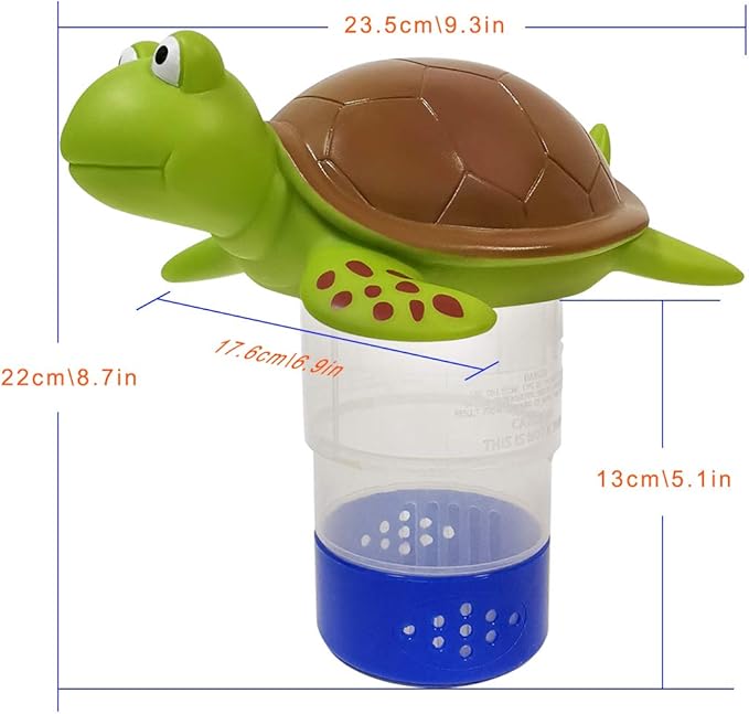 Blufree Chlorine Floater, Floating Chlorine Dispenser for Pools, Cute Turtle Pool Chlorines Floater, Large Capacity Chlorines Pool Floater w/Adjustable Release