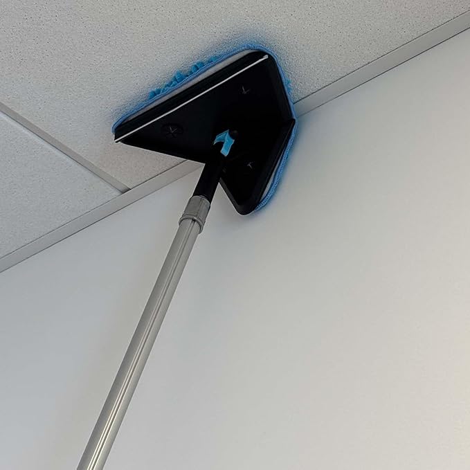 20 Foot High Ceilings Baseboard Wall Cleaner Mop with 12 Ft Extension Pole, Cobweb Duster, Window Cleaning Squeegee Kit (12ft)
