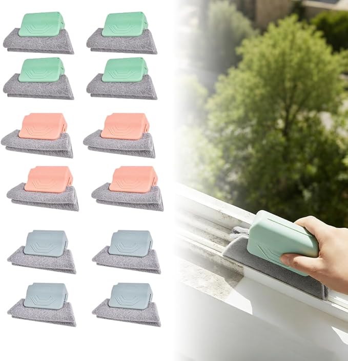 Magic Window Track Cleaner, 2026 New Window Groove Cleaning Brush Tools Set, Sliding Door Track Cleaner Hand-held Window Track Cleaner Brushes Tools for Window lides Gaps Tile Lines Shutter (12PCS)