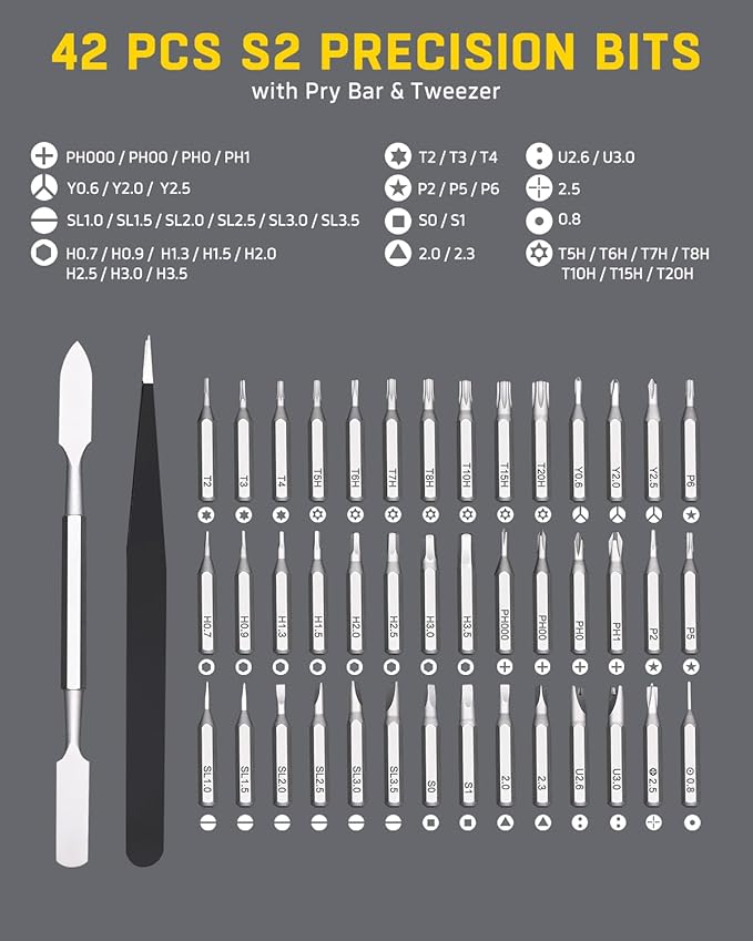Banshu Precision Screwdriver Set, 46 in 1 Small Screwdriver Set with Metal Case, Professional Magnetic Mini Repair Tool Kit for Macbook, Laptop, Computer, iPhone, PS5, PC, Watch, Glasses, Electronics