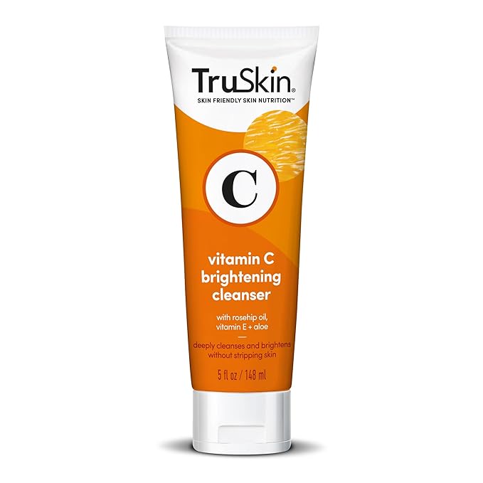 TruSkin Vitamin C Face Wash Cleanser - Brightening Facial Cleanser with Vitamins C & E, Rosehip Oil, Aloe Vera & MSM - Gently Cleanses, Refreshes & Supports Radiant Skin - 5 fl oz