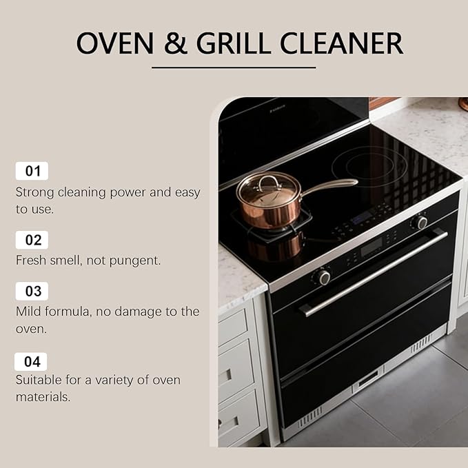 Oven Cleaner Spray Heavy Duty, Deep Cleaning Formula for Kitchen Appliances, Cleans and Degreases BBQ Cooking Grates and Racks, and Grill Cleaner for Microwave, Air fryer, Ovens, Grills, 100ML