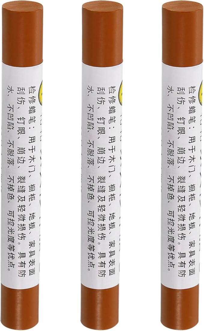 uxcell Furniture Repair Crayons, 3Pcs - Wood Wax Filler Stick, Furniture Markers Touch Up - for Scratches Holes Tables Desks Wooden Floors Cover Ups, Yellow Rosewood