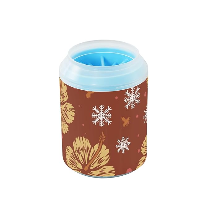 Dog Paw Cleaner Cups for Dogs Pet Foot Washer Paw Scrubber for Medium Small Dogs Cats Cleaning Cup Christmas Nature Flower