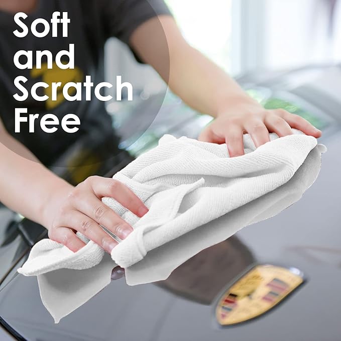 Avalon Towels Microfiber Cleaning Cloths (Value Pack of 36) Size 16" x 16", Highly Absorbent Cleaning Rags, Lint Free Cleaning Towels, Reusable and Washable, Microfiber Towels for Cars (White)