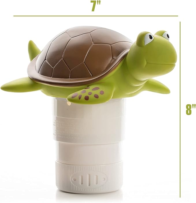 XY-WQ Chlorine Floater, Floating Pool Chlorine Dispenser (Turtle), Fits 1 and 3 Inch Tablets for Large and Small Pools, Hot Tub, Spa