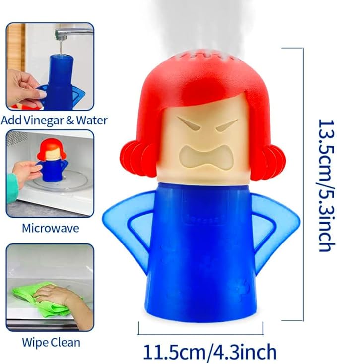 Abnaok Angry Mom Microwave Cleaner and Chilly Mama Fridge Deodoriser 2PCS Easily Clean in Minutes for Home or Office with English Manual