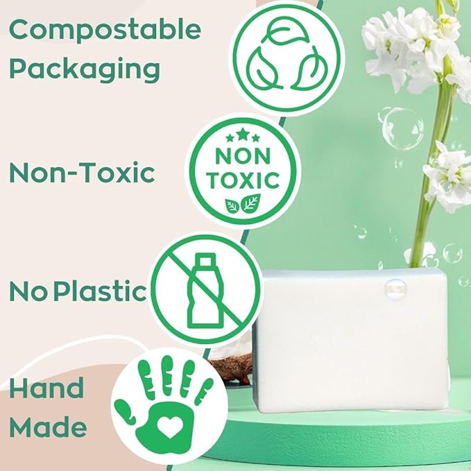 Green Llama Eco-Friendly Dish Washing Bar Soap Set with 2 Fragrance-Free Solid Coconut Oil Bars, Sisal Scrub Brush, and Bamboo Holder - Sustainable Kitchen Cleaning set