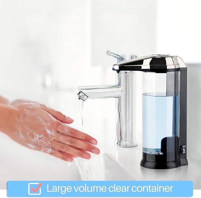 Secura 17oz Automatic Liquid Soap Dispenser, Touchless Battery Operated Hand Soap Dispenser with Adjustable Soap Dispensing Volume Control Dial, Personal Care Dispenser (Brushed Nickel)