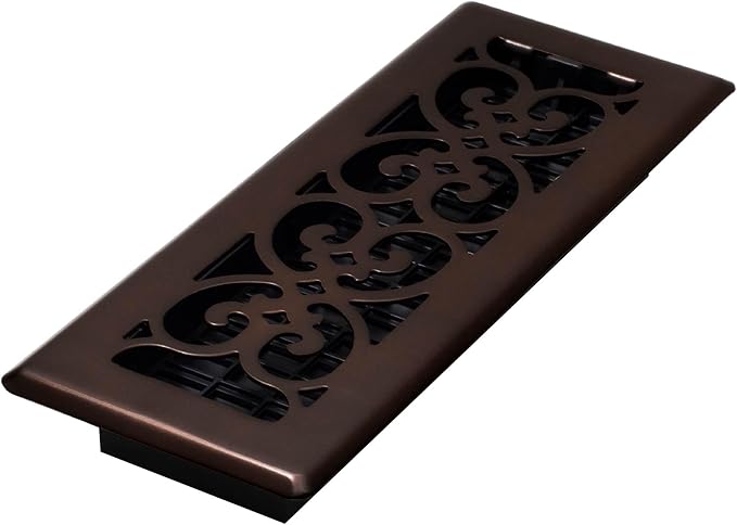 Decor Grates Metal Scroll Decorative Air Vent Cover 3x10 Floor Register – Adjustable Control Lever – AC Floor Vent Covers for Home Floor Vents – Fits 3 x 10 Inch Opening – Rubbed Bronze (SPH310-RB)