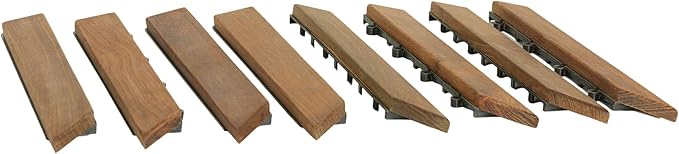 Bare Decor EZ-Floor Corner Trim Piece Interlocking Flooring in Solid Teak Wood (Set of 8), Oiled Finish