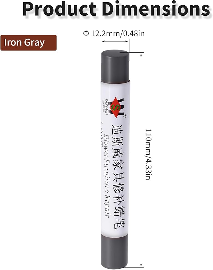 Wood Filler Sticks Iron Gray Furniture Scratch Repair Crayons Wood Floor Repair Wax Filler Sticks Furniture Repair Wax Crayons for Wooden Furniture, Floors, Cabinets & Tables