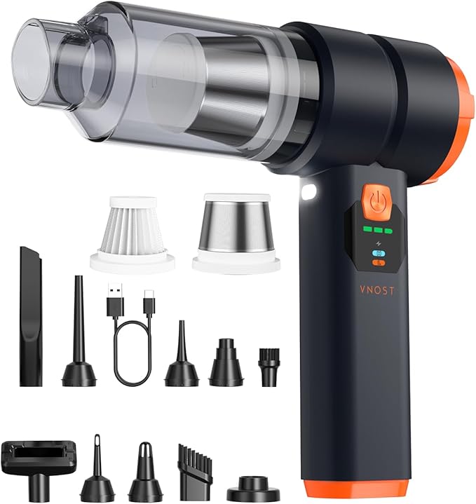 Portable Cordless Car Vacuum, 4-in-1 Handheld Cordless Vacuum with 30,000Pa Suction, 130,000 RPM, 6,800mAh Battery, 10 Nozzles, Rubber Paint Material for Car, Home,Birthday Gifts for Men Dad Husband
