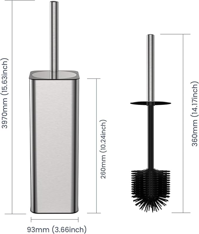 DOWRY Stainless Steel Toilet Bowl Brush and Holder for Bathroom Storage Organization Deep Cleaning Covered Brush Cleaner