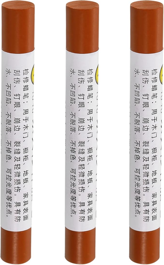 uxcell Furniture Repair Crayons, 3Pcs - Wood Wax Filler Stick, Furniture Markers Touch Up - for Scratches Holes Tables Desks Wooden Floors Cover Ups, Dark Red