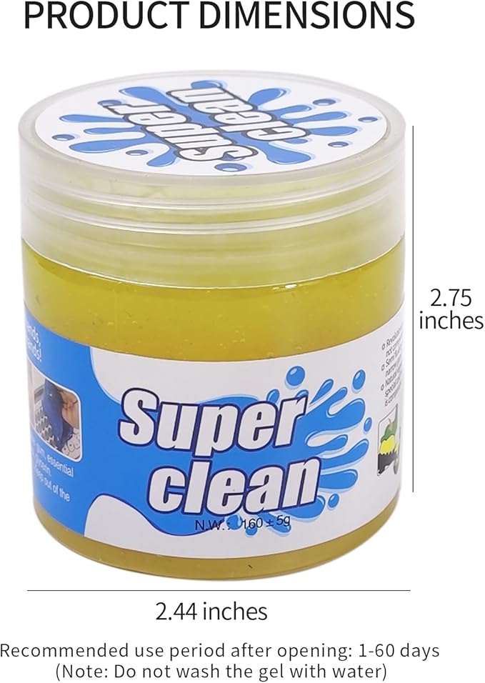 Car Cleaning Gel, Eco-Friendly & Biodegradable Detailing Putty for Car Interior, Reusable Slime for Vents, Keyboard Cleaner, Dust Cleaning Goop, Auto Accessories, Lemon Scented, 5.6 Oz