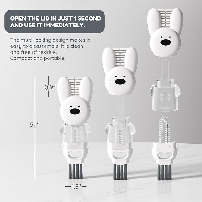 4 in 1 Cup Lid Cleaning Brush Set – Multifunctional Water Bottle Cleaner Brush with Gap & Corner Tools Portable Lid Cleaning Brush for Tight Spaces Includes 3 Brushes for Home & Kitchen