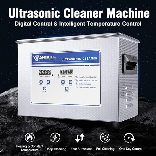 Anbull 4.5L/1.2Gal 180W Professional Ultrasonic Cleaner Machine with 304 Stainless Steel and Digital Timer Heater for Jewelry Watch Coin Glass Circuit Board Small Parts