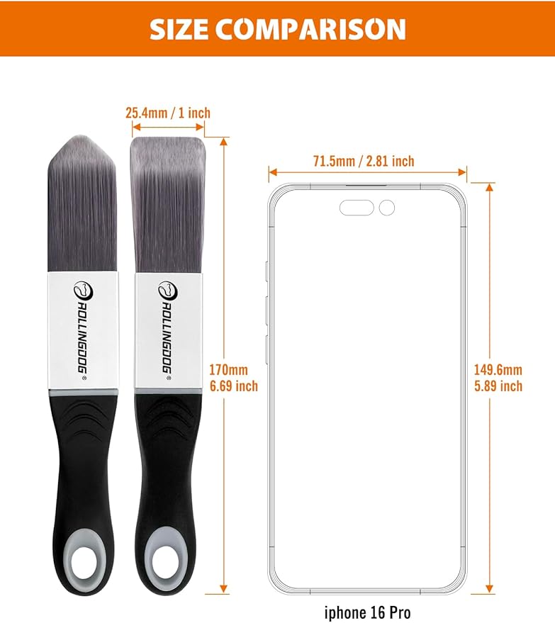 ROLLINGDOG Paint Brush for Trim - Edging Paint Brush 2PC, 1PC Triangular Brush and 1PC Square Trim Brush, Cut in, Edger, Corner, Sash Painting