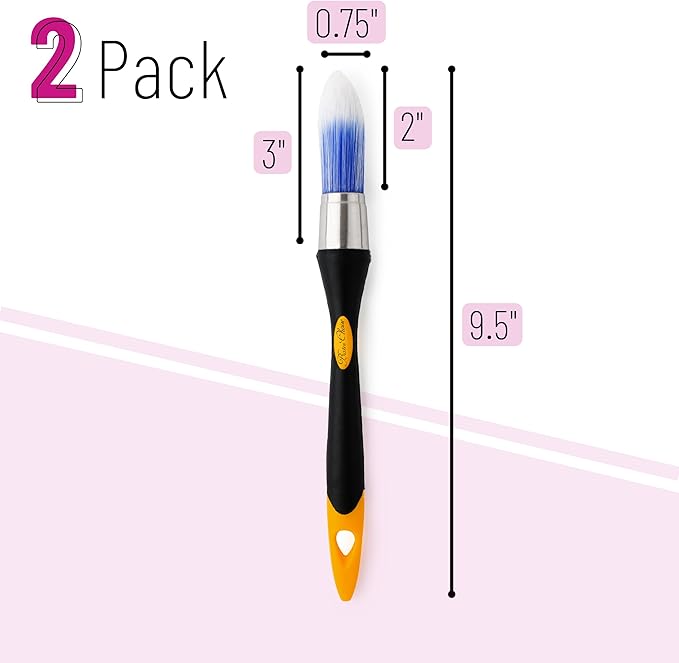 Bates- Trim Paint Brush, 2 pcs, 0.75 Inch, Black & Orange Ergonomic Non-Slip Handle, Synthetic Bristles, Trim Brushes for Painting