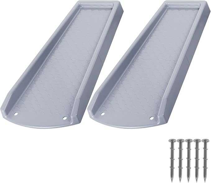 Rain Gutter Downspout Splash Block, Gutter Downspout Extensions for Water Drainage, 24" Gutter Splash Guards Downspout Extender, Fixable Down spout Drain Trays with PE Nails(2 Pack, Gray)