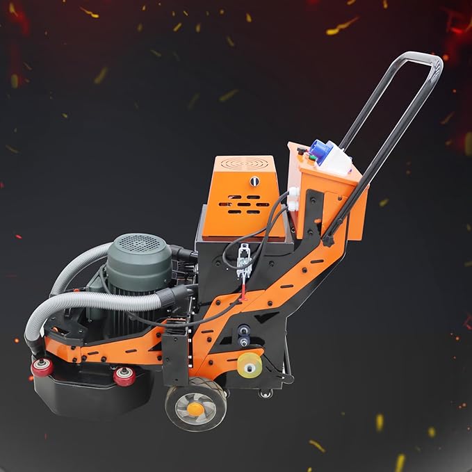 Concrete Floor Grinder Polishing Buffer Machine Cement Ground Grinder for Epoxy Terrazzo Floor with 30L Dust Bucket 6pcs Grinding Heads 220V