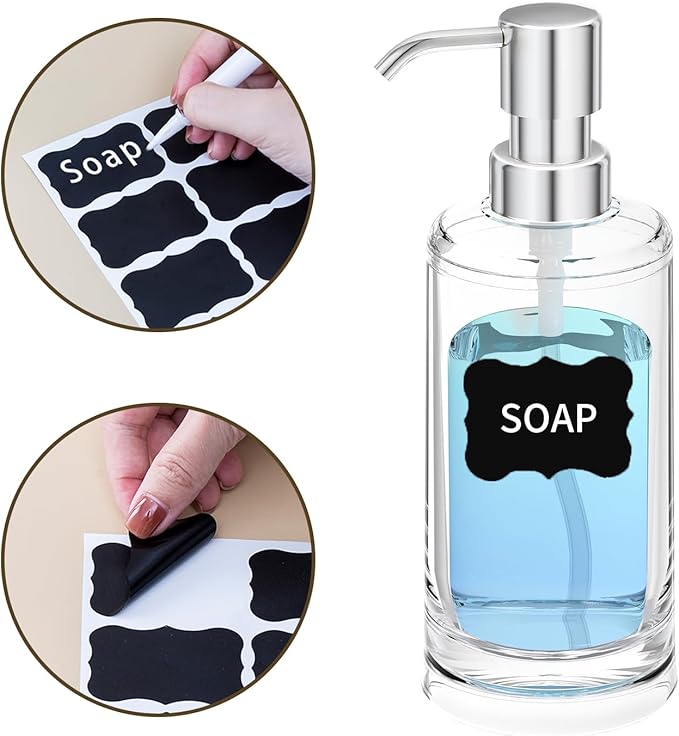 Clear Plastic Dish Soap Dispenser for Kitchen Sink, 10oz Refillable Hand Soap Dispenser for Bathroom Countertop, Modern Soap Bottle with Rust Proof ABS Pump