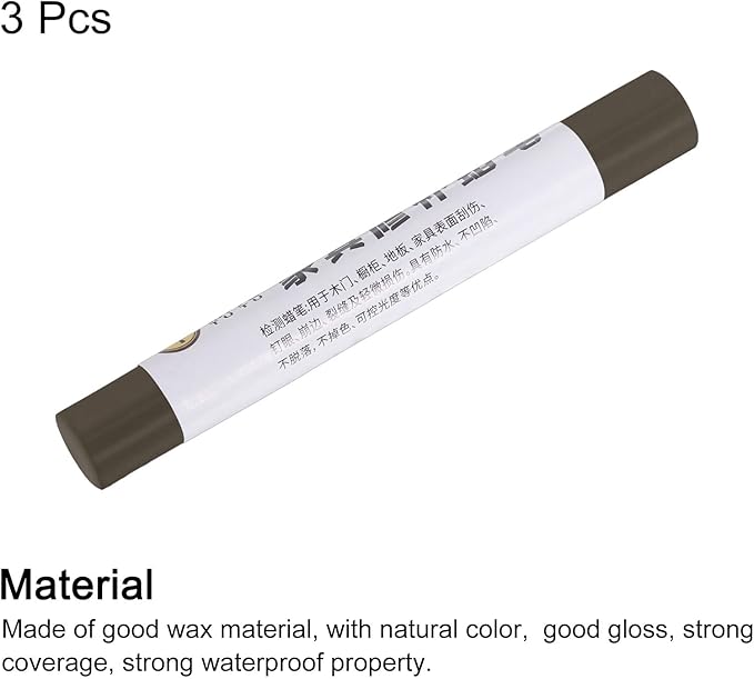 uxcell Furniture Repair Crayons, 3Pcs - Wood Wax Filler Stick, Furniture Markers Touch Up - for Scratches Holes Tables Desks Wooden Floors Cover Ups, Glass Gray